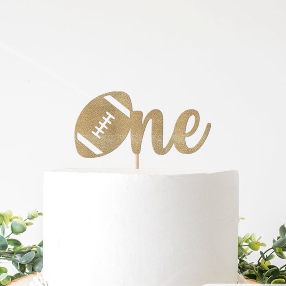 First Birthday Football Theme Cake Topper
